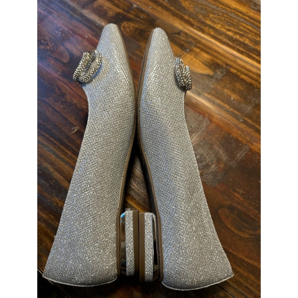 Jones New York Quennelle Flats Silver Shimmer Rhinestone‎ Bow Pointed Toe 8.5 - Picture 5 of 10